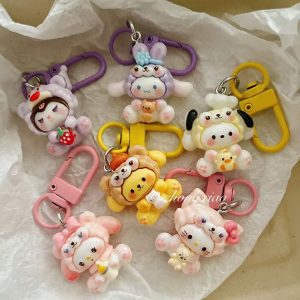 Sanrio Character Keychain Cute School Bag Accessories, six in a set