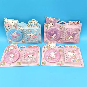 Sanrio Character 58mm Badge And Notebook, four in a set