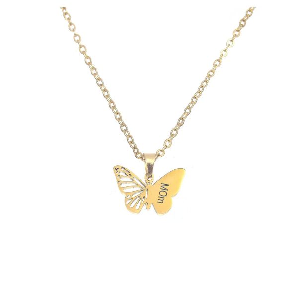 Free lettering stainless steel gold hollow butterfly necklace - Image 5
