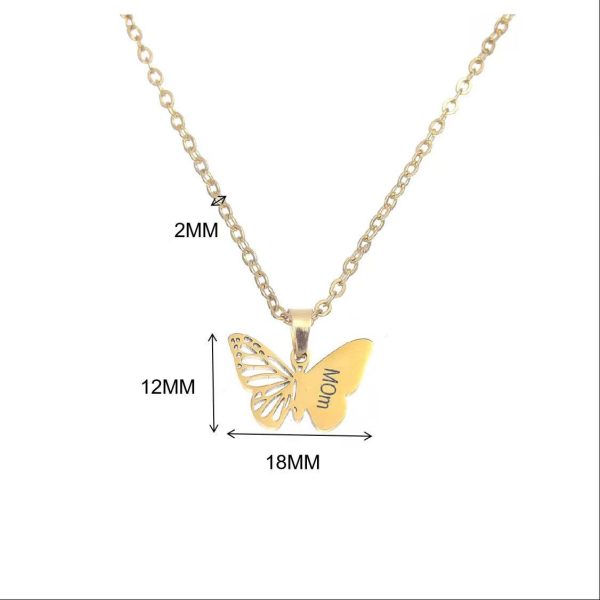Free lettering stainless steel gold hollow butterfly necklace - Image 7